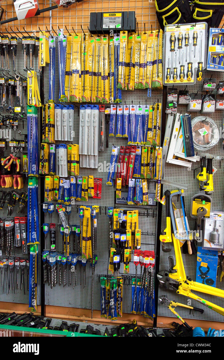 Tool display in a Polish hardware store. Rzeczyca Central Poland Stock  Photo - Alamy