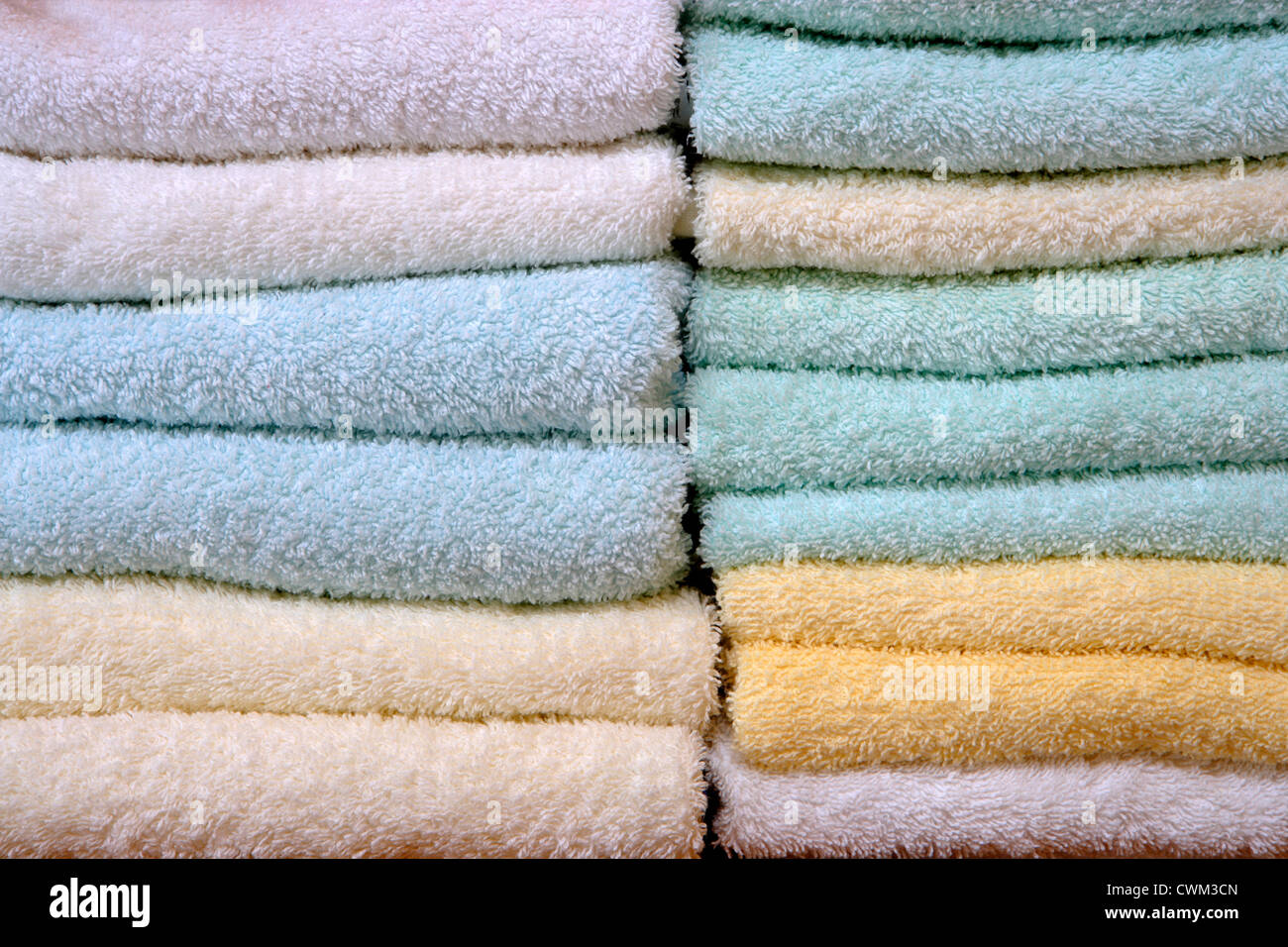 multicolored folded terry towels Stock Photo