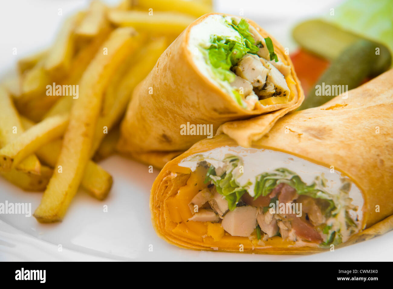 Grilled Chicken Tortilla Stock Photo Alamy