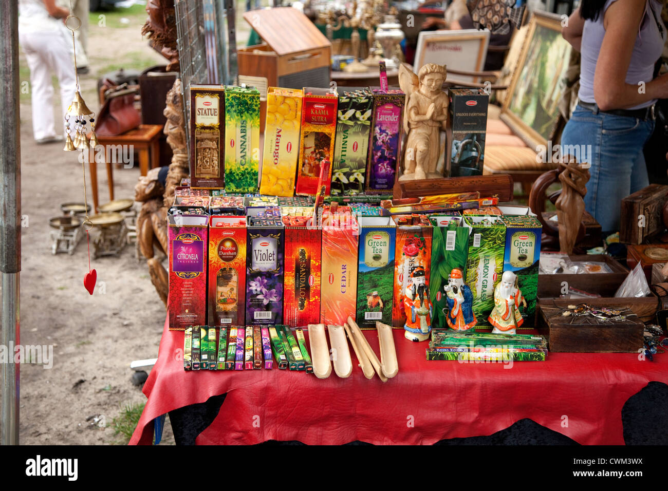 Variety of incense sticks for sale at outdoor country fair (Rynek