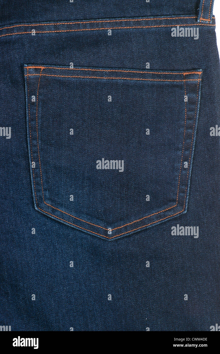 Close-up blue jean back showing pocket design Stock Photo - Alamy