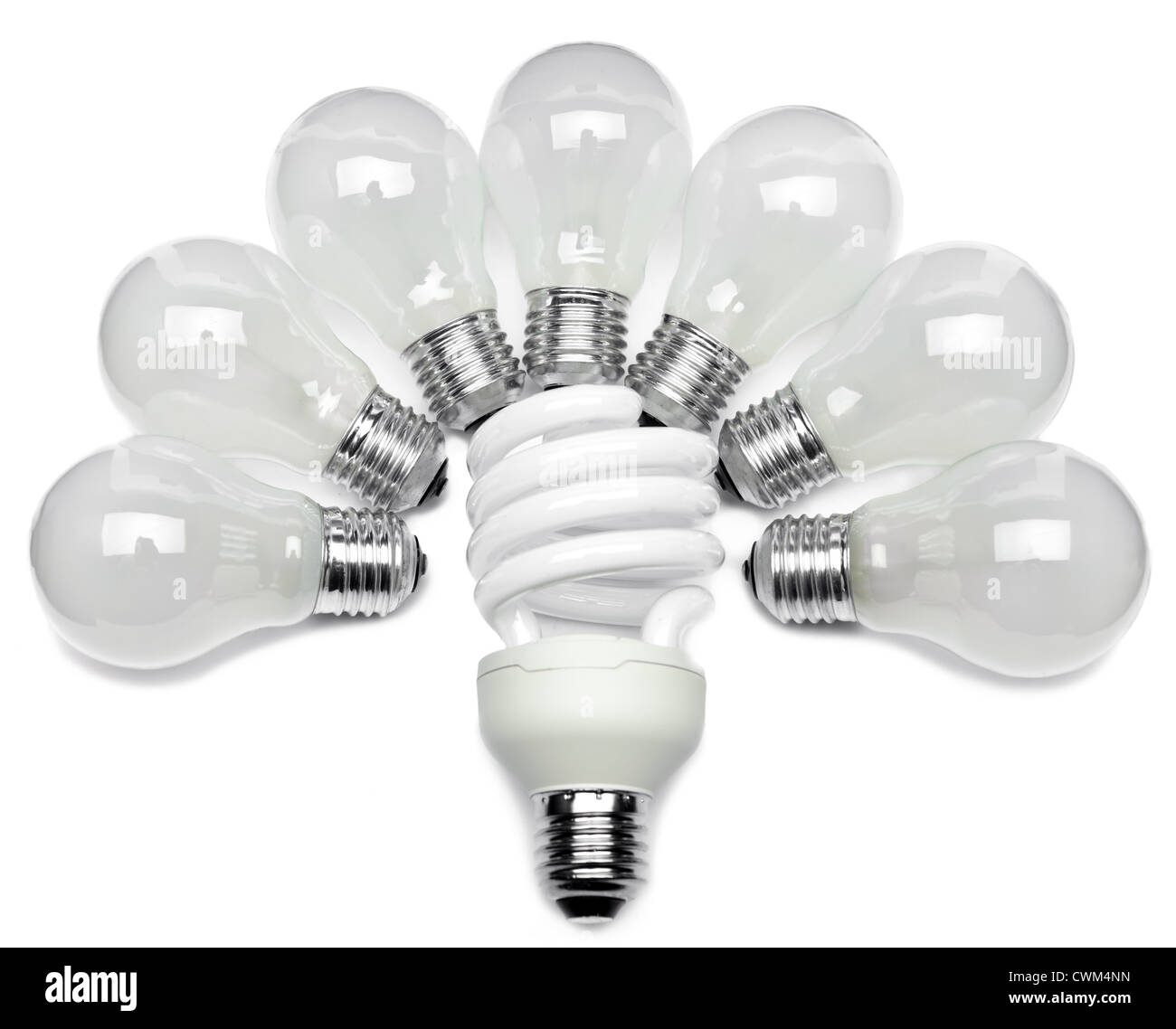 Power saving up electric lamp Stock Photo