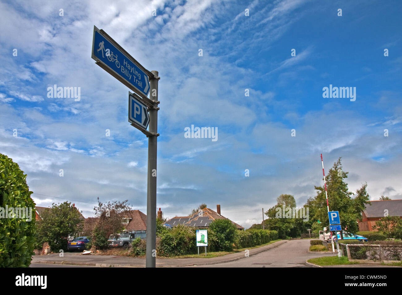 Sign for Hayling Billy Trail, traffic free path on Hayling Island Stock Photo