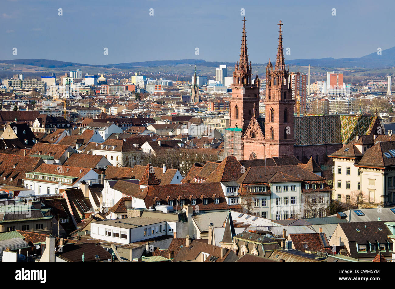 Basel Munster and city view. Switzerland. Stock Photo