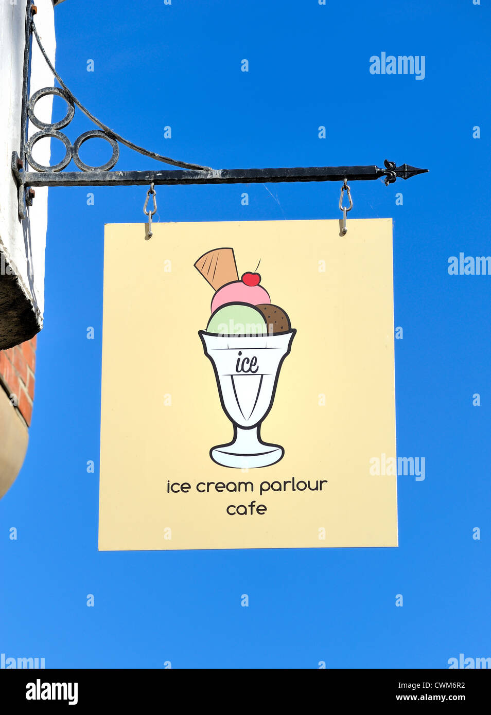 ice cream parlour café sign Whitby england uk Stock Photo Alamy