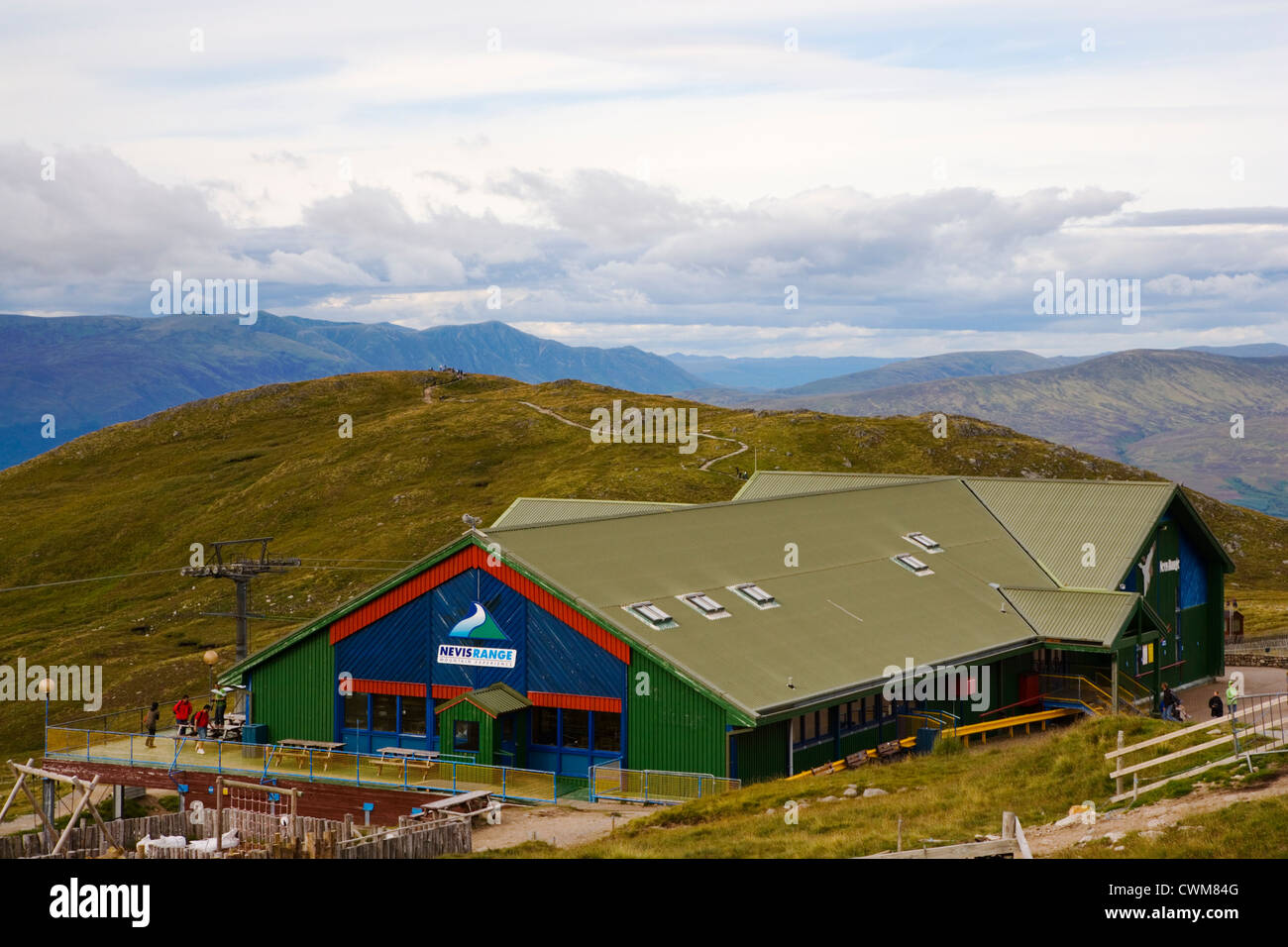 Gondola Top Station on the north face of Aonach Mor near Fort William in Scotland Stock Photo