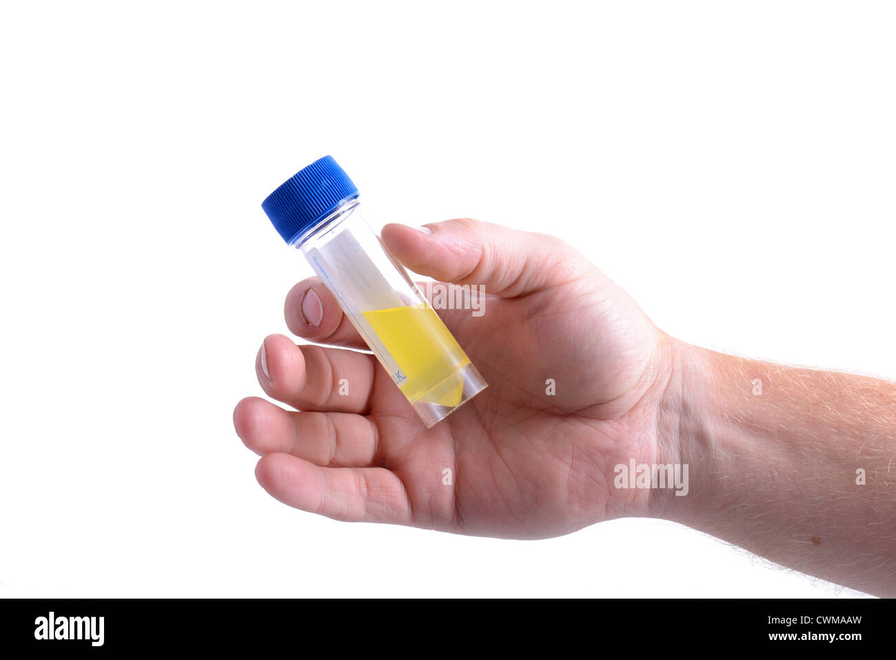 hand holding test sample isolated on white background Stock Photo - Alamy