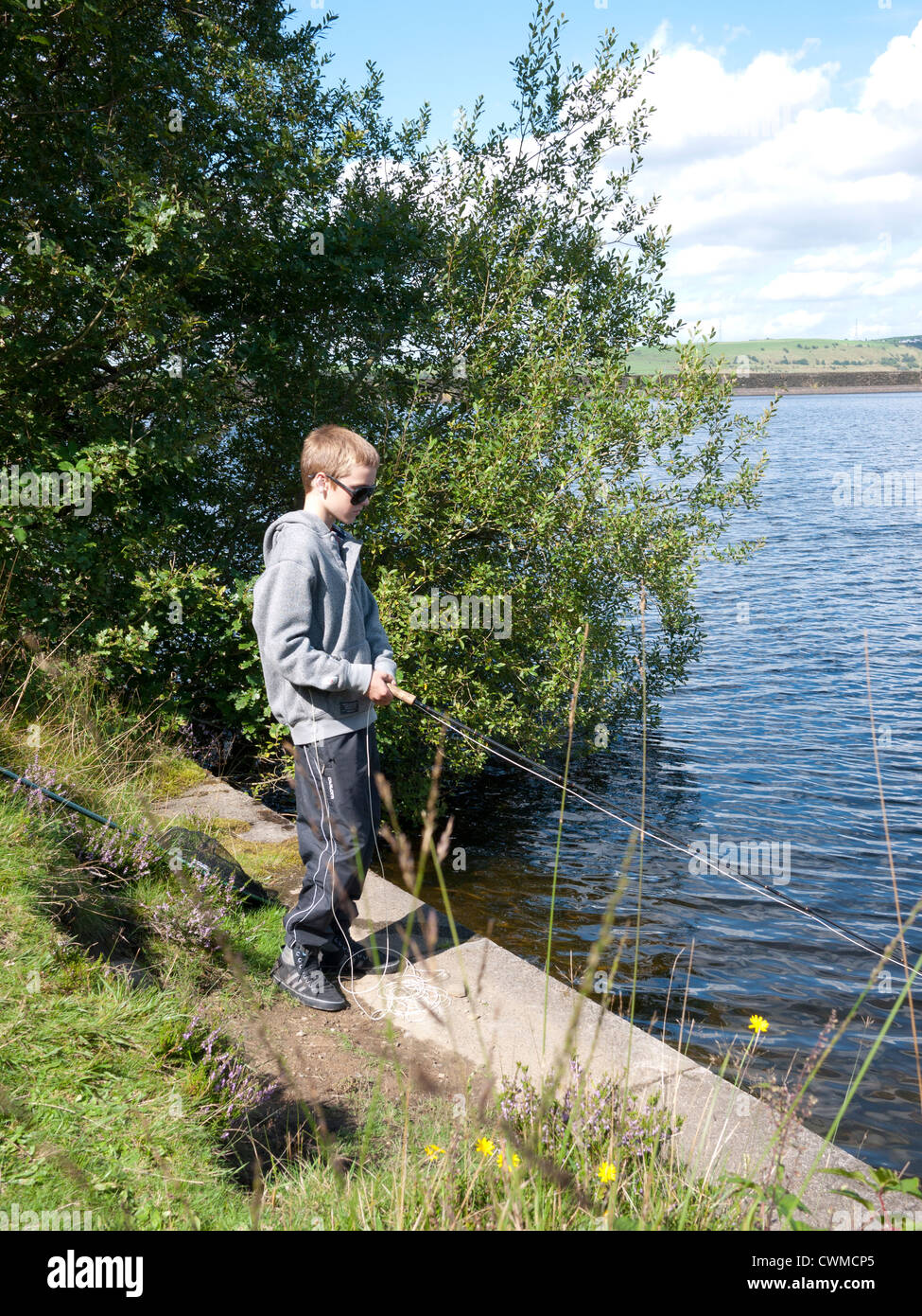 Young Boy Fly Fishing, England. UK Stock Photo Alamy