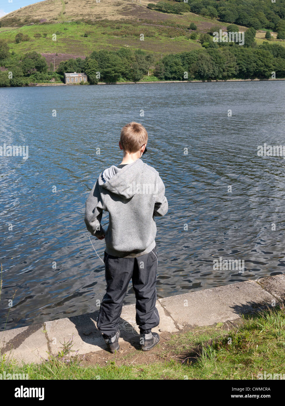 Young Boy Fly Fishing, England. UK Stock Photo Alamy