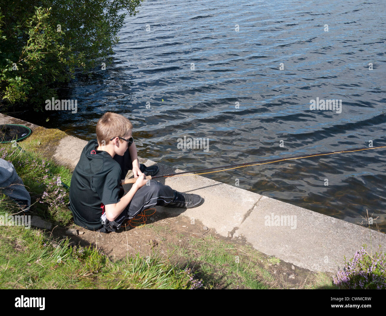 Young Boy Fly Fishing, England. UK Stock Photo Alamy