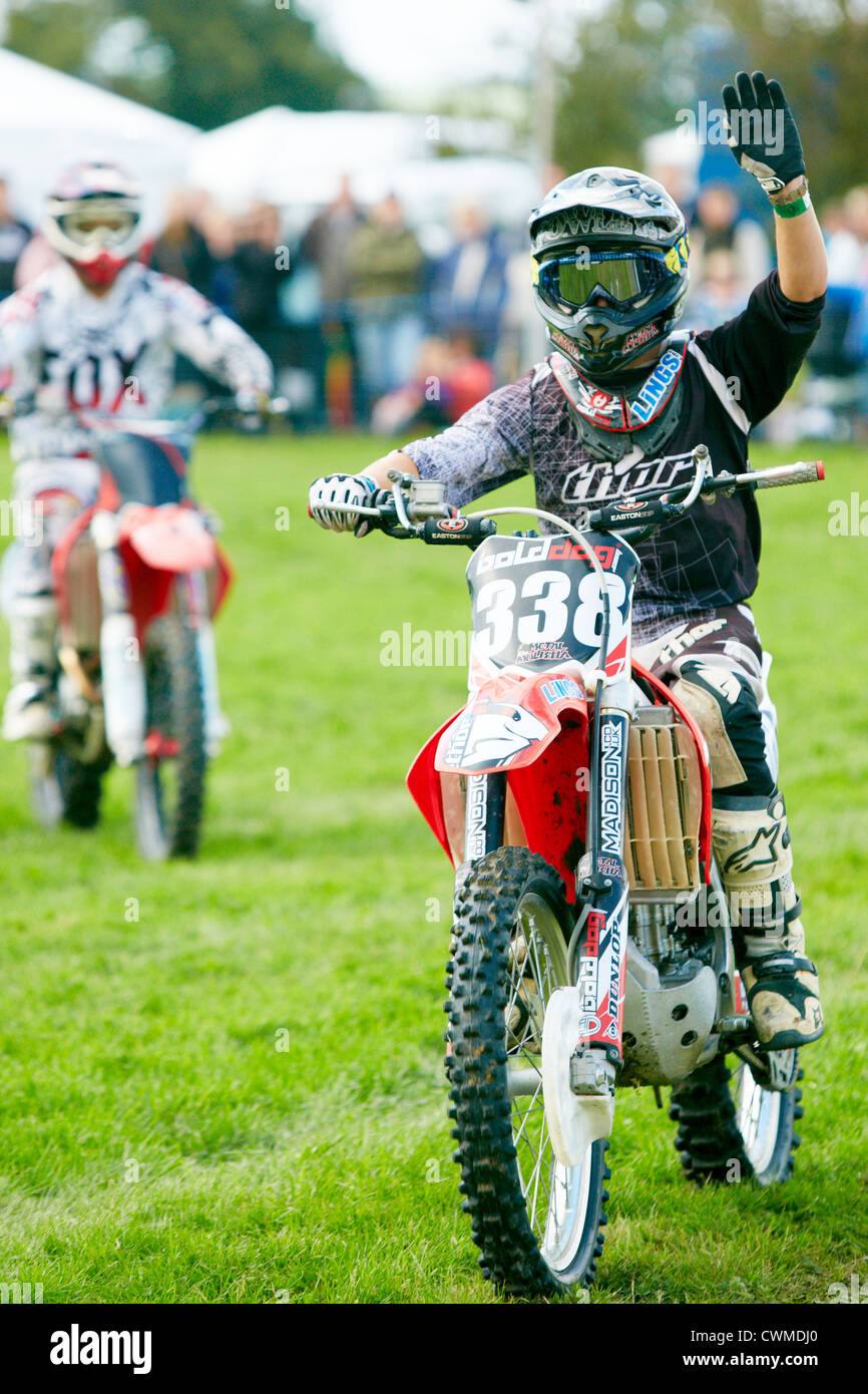 The Bolddog Lings FMX freestyle motorcross stunt display team performing at  the Bucks County Show 2012 Stock Photo - Alamy