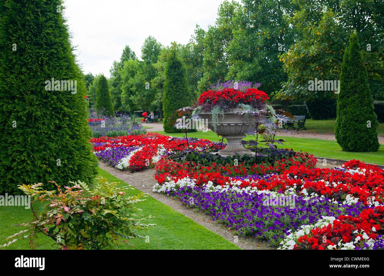 Avenue Gardens Flower Beds in Regents Park - London UK Stock Photo