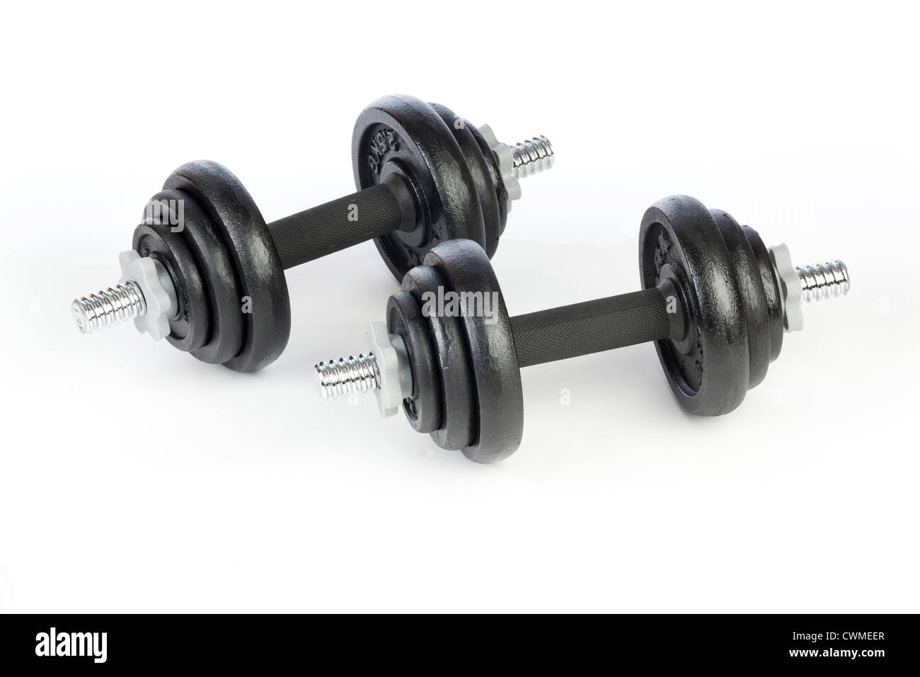 dumbbell weights made of cast iron Stock Photo Alamy