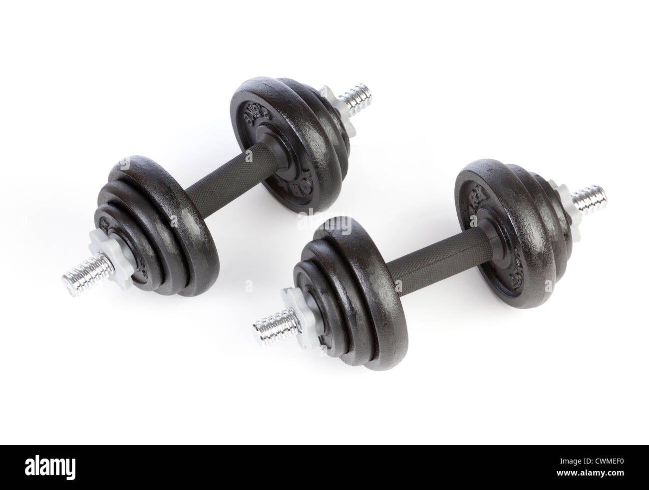dumbbell weights made of cast iron Stock Photo