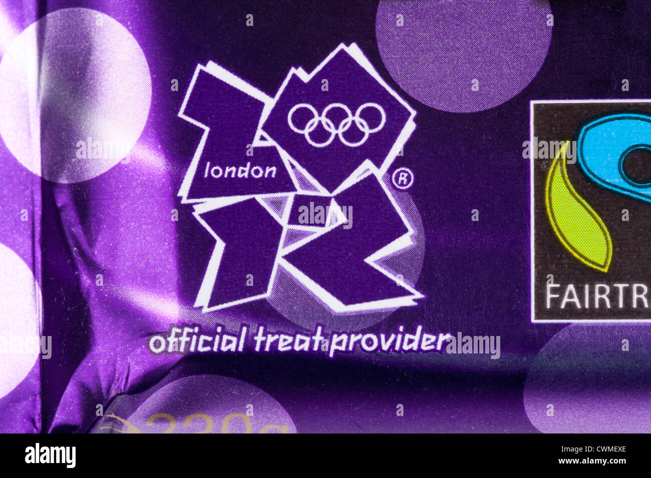 London Olympics logo on Cadbury chocolate bar Stock Photo