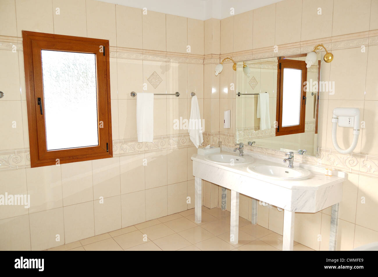 Bathroom in the luxury apartment, Halkidiki, Greece Stock Photo Alamy