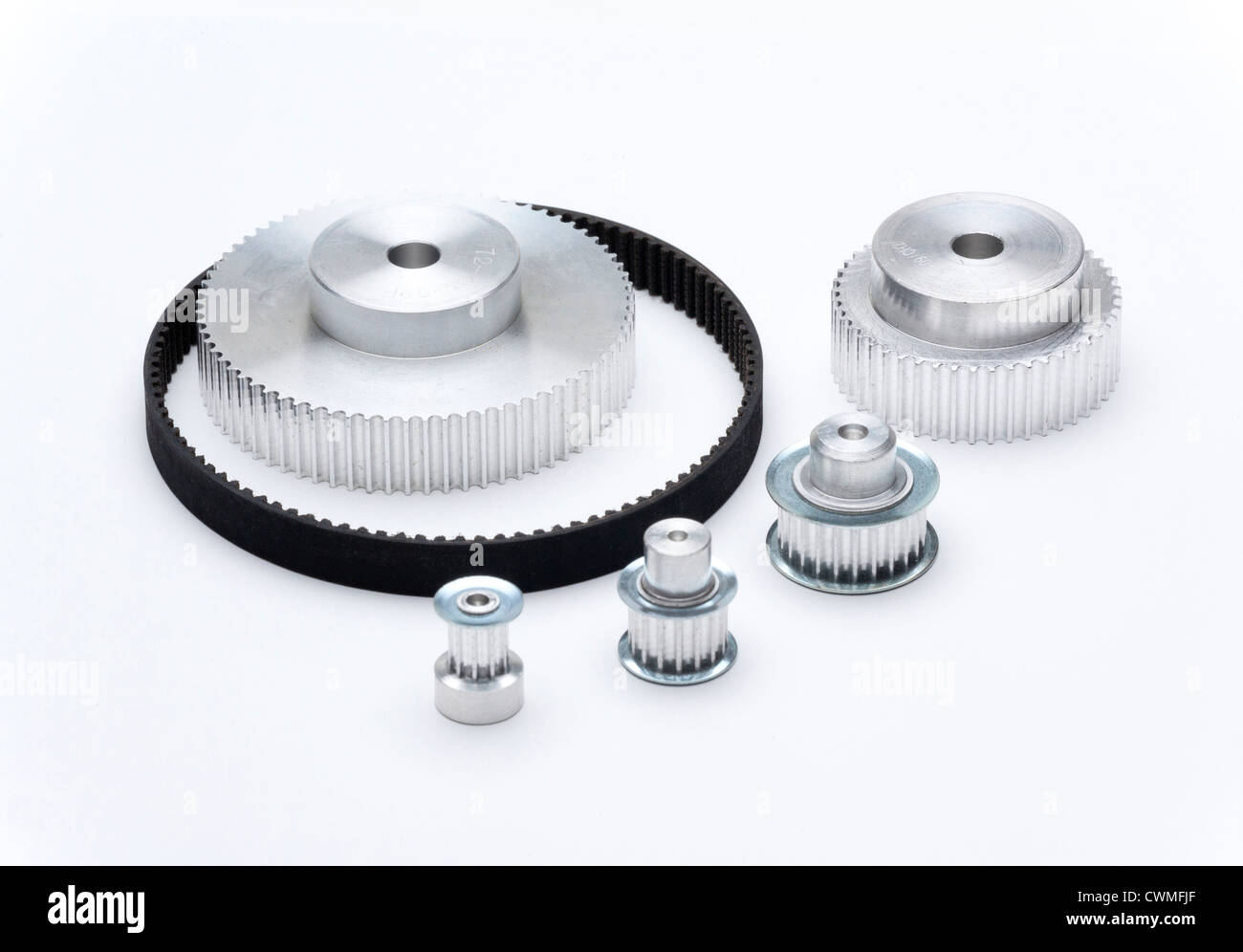 toothed timing belts and pulleys Stock Photo