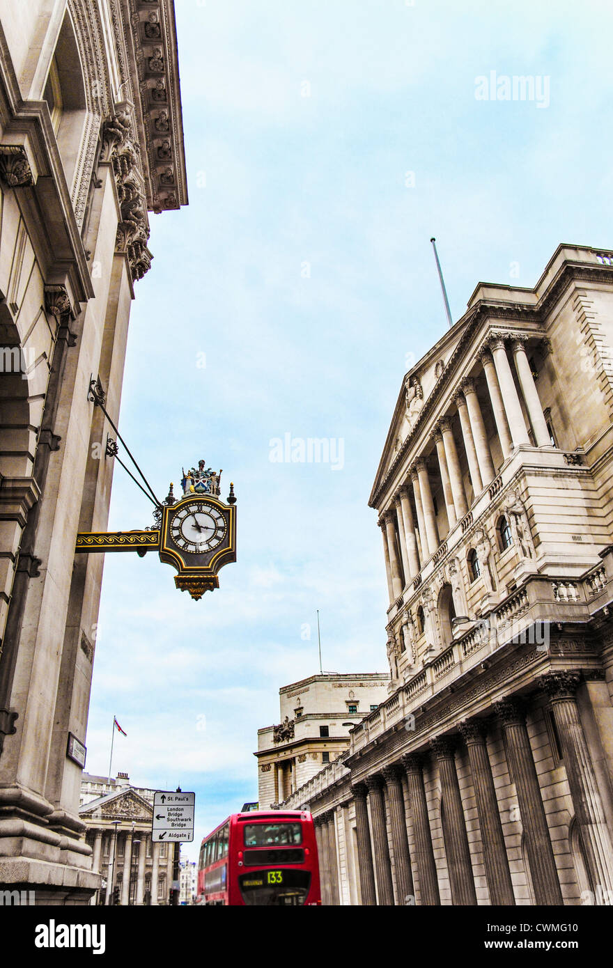 UK, London, Bank of England and Royal Exchange Stock Photo