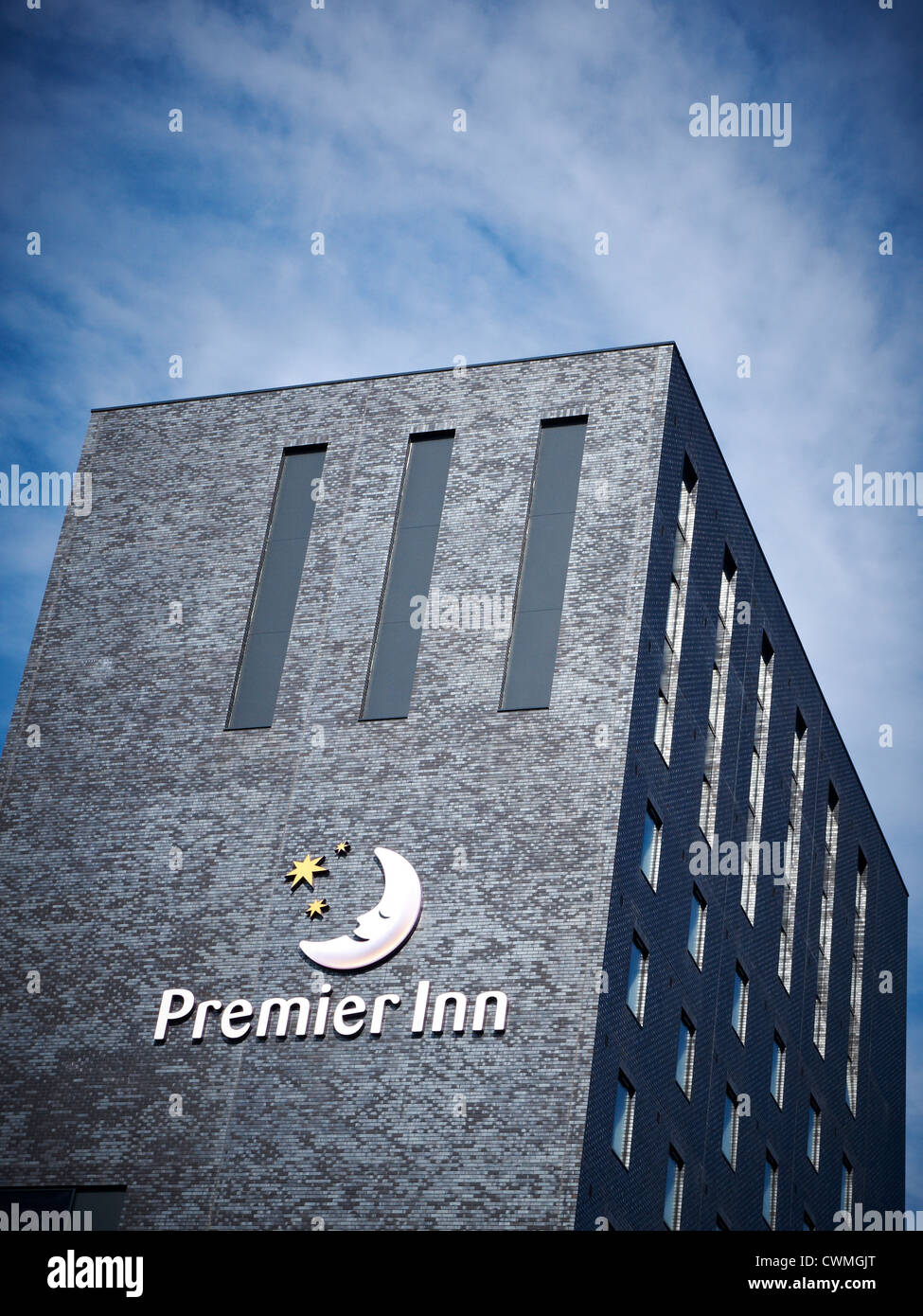 Premier Inn Hotel showing company sign or logo on Piccadilly, Dale Street in Manchester UK Stock Photo