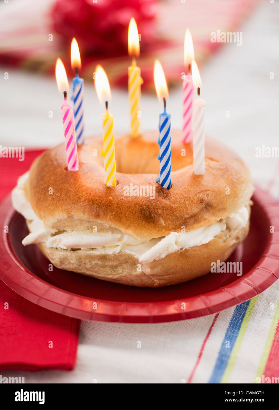 Bagel With Candles Stock Photo Alamy