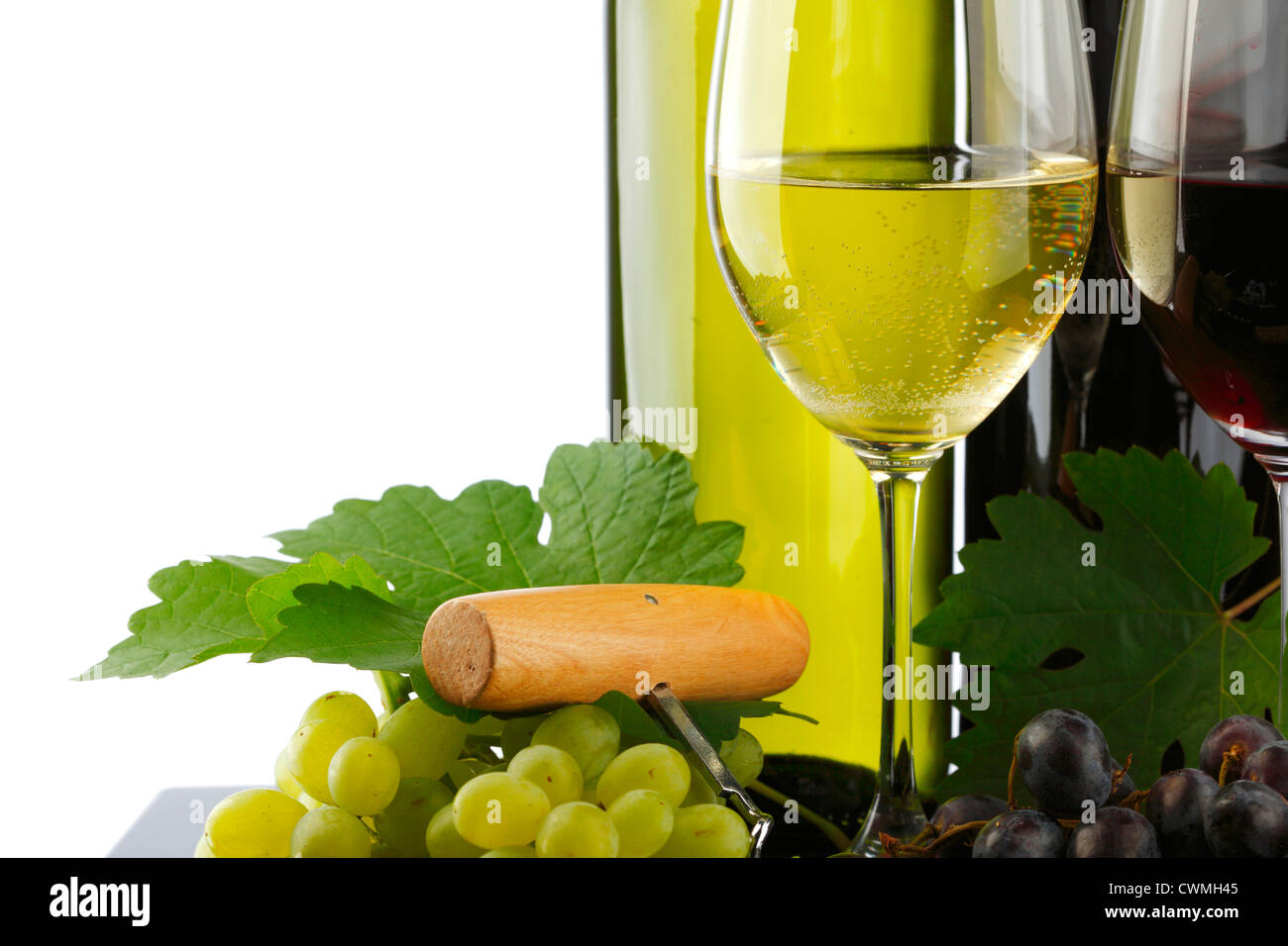 two bottle of red and white wine Stock Photo Alamy