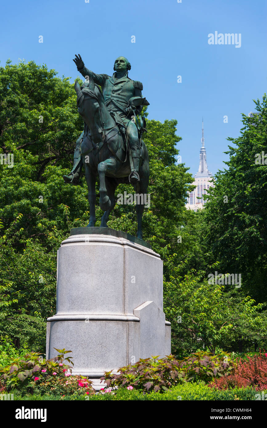 USA, New York State, New York City, Union Square Park, Statue of Washington Stock Photo