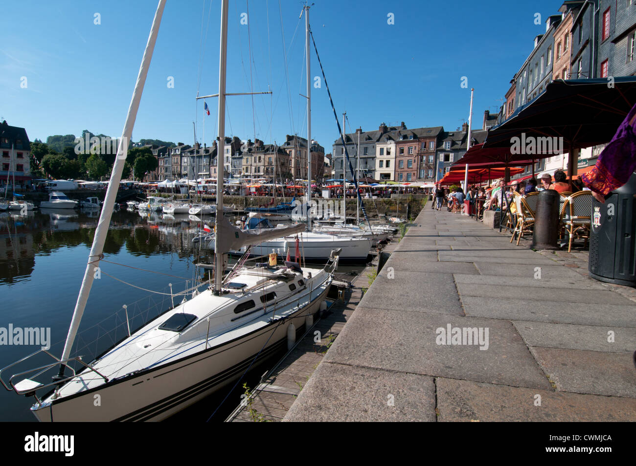 Restaurants and cafes on Quai SainteCatherine by Honfleur Old Dock