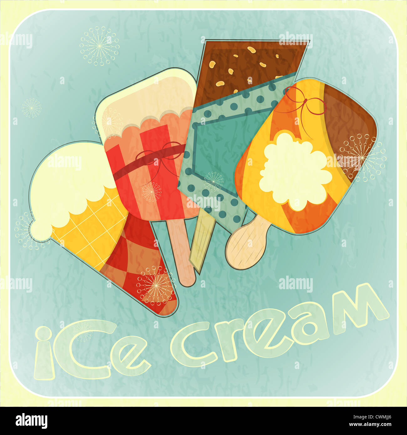 Ice cream retro card Cover Ice Cream Menu illustration Stock Photo