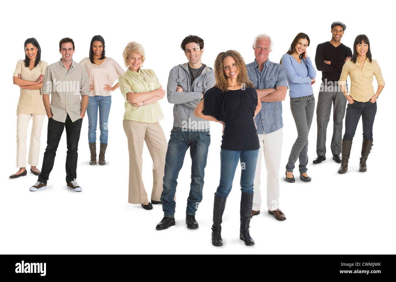 Multi-racial mixed race group of people posing together Stock Photo