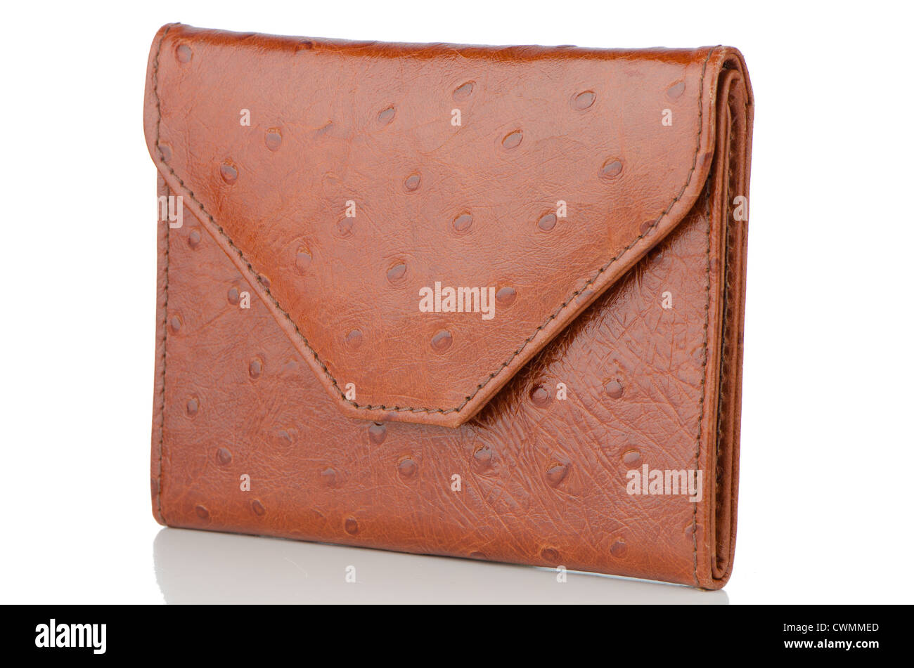 Brown leather purse isolated on white background Stock Photo - Alamy