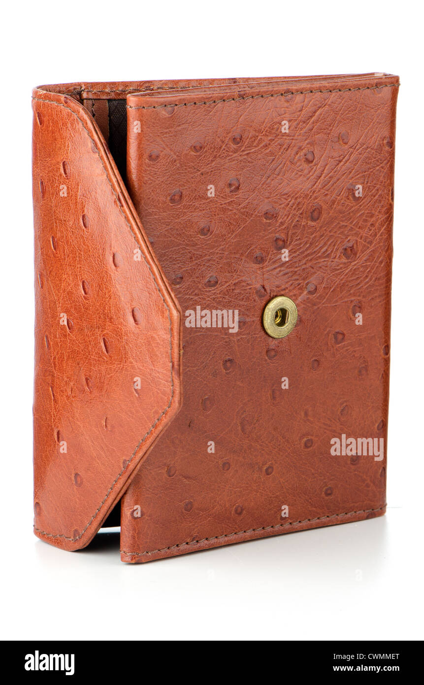 Brown leather purse isolated on white background Stock Photo - Alamy