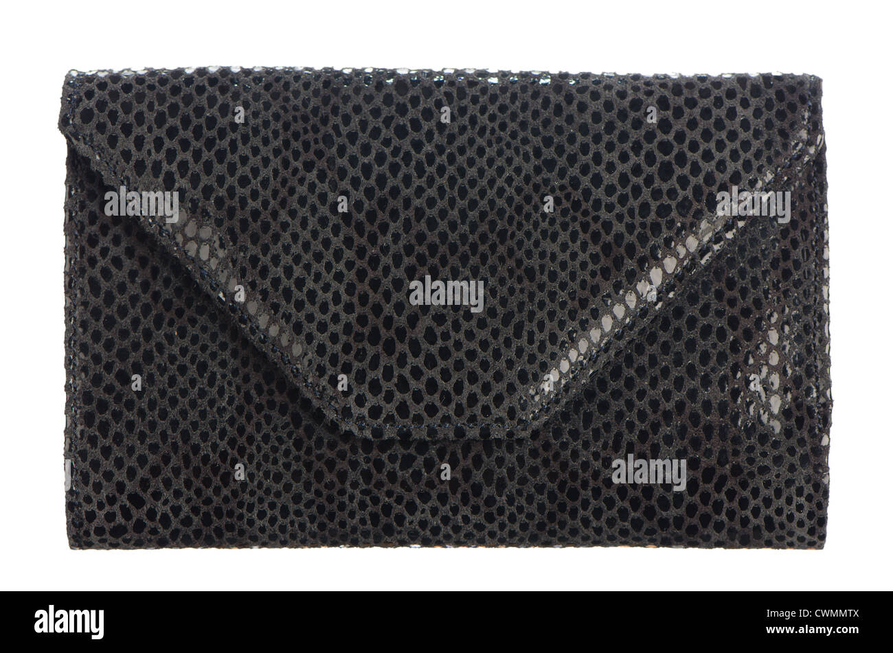 Black leather purse isolated on white background Stock Photo - Alamy