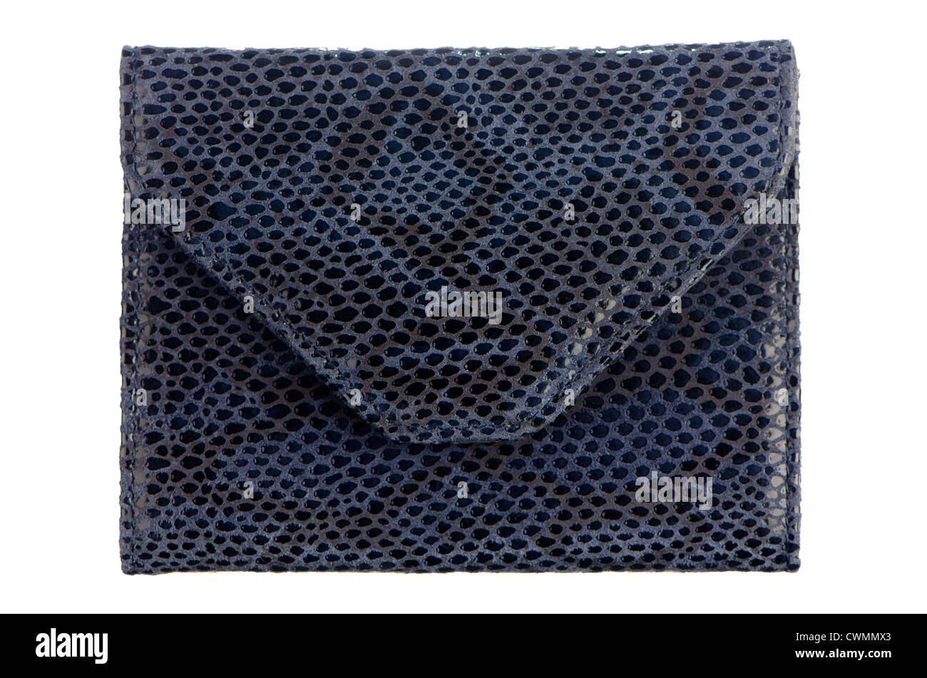 Blue leather purse isolated on white background Stock Photo - Alamy