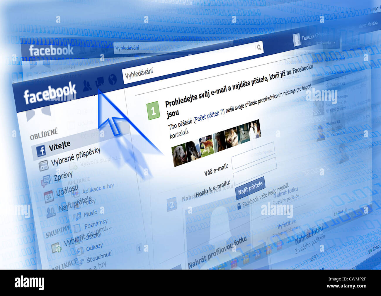 Facebook - ceska verze / facebook screen czech version Stock Photo