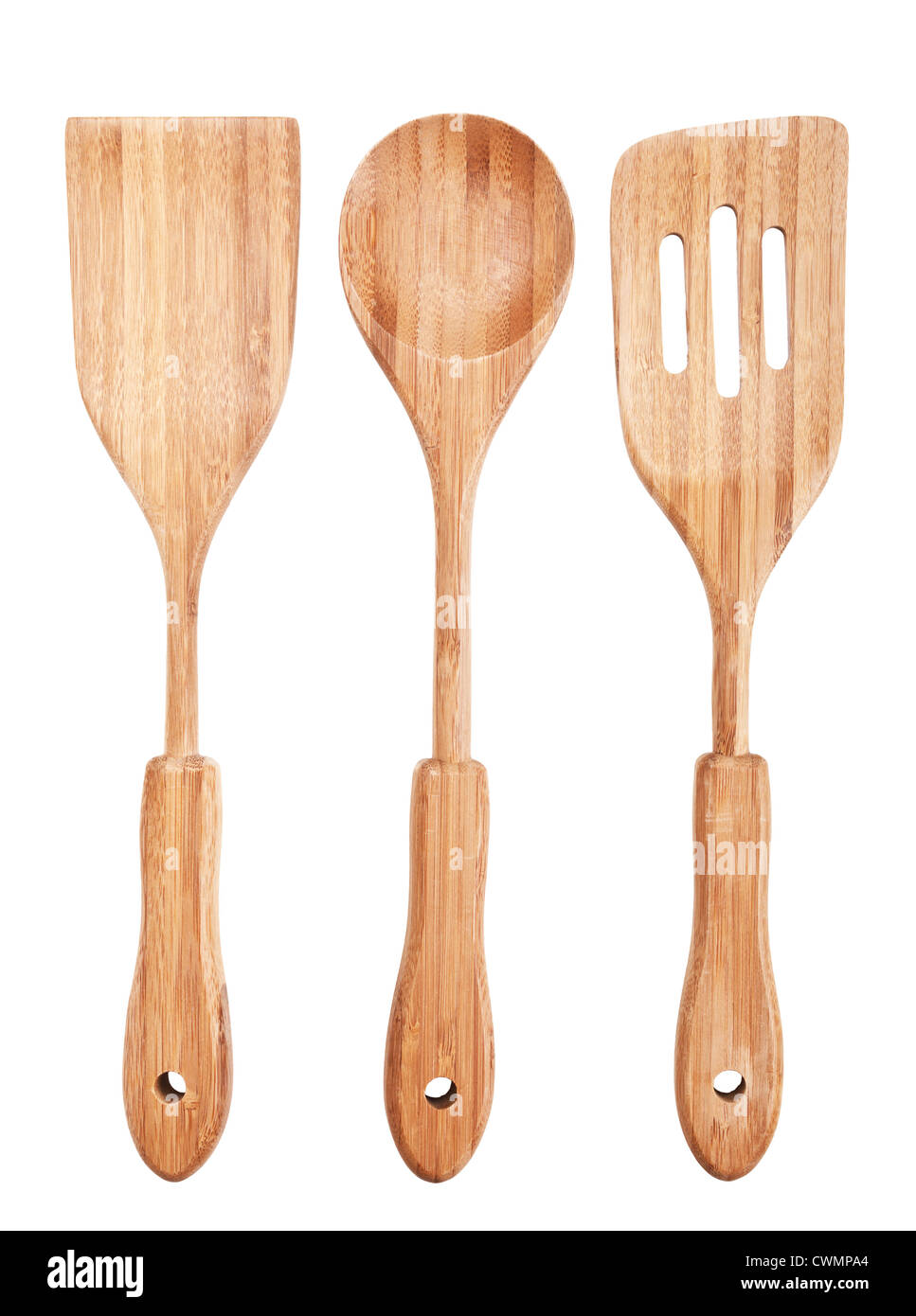 Bamboo utensils isolated on white background Stock Photo Alamy