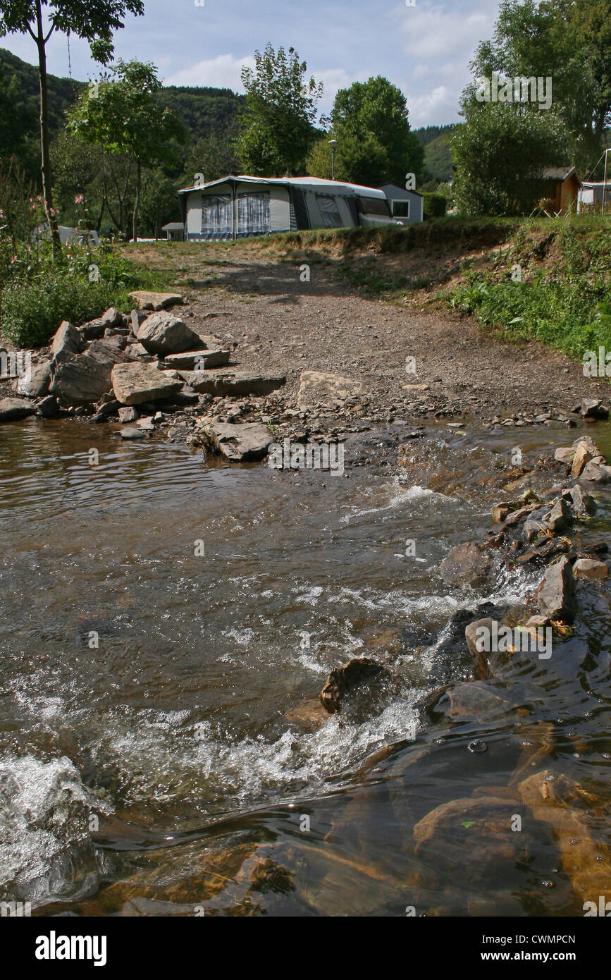 Tent on the river bank at Camping Kohnenhof, River Our, Obereisenbach Stock  Photo - Alamy