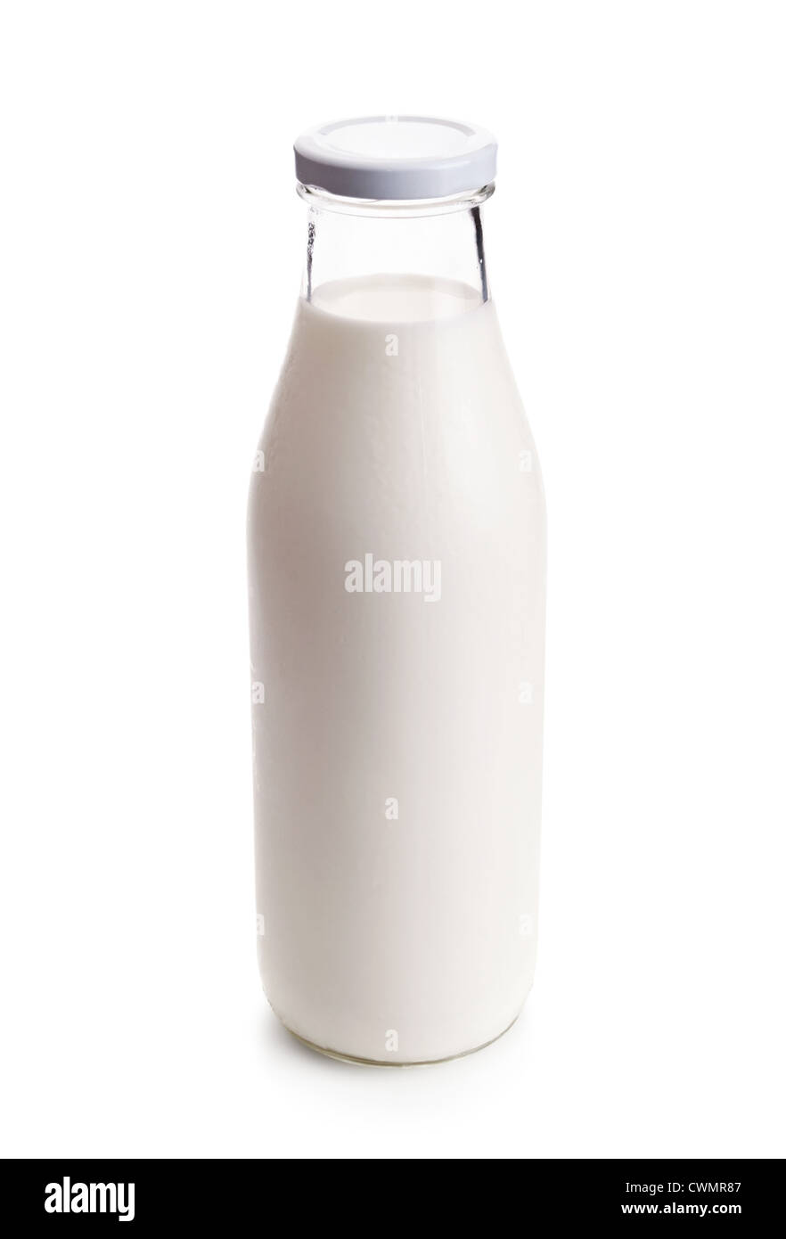 milk bottle isolated on white background Stock Photo