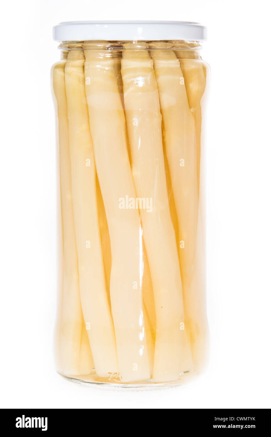 Asparagus in a glass isolated on white background Stock Photo