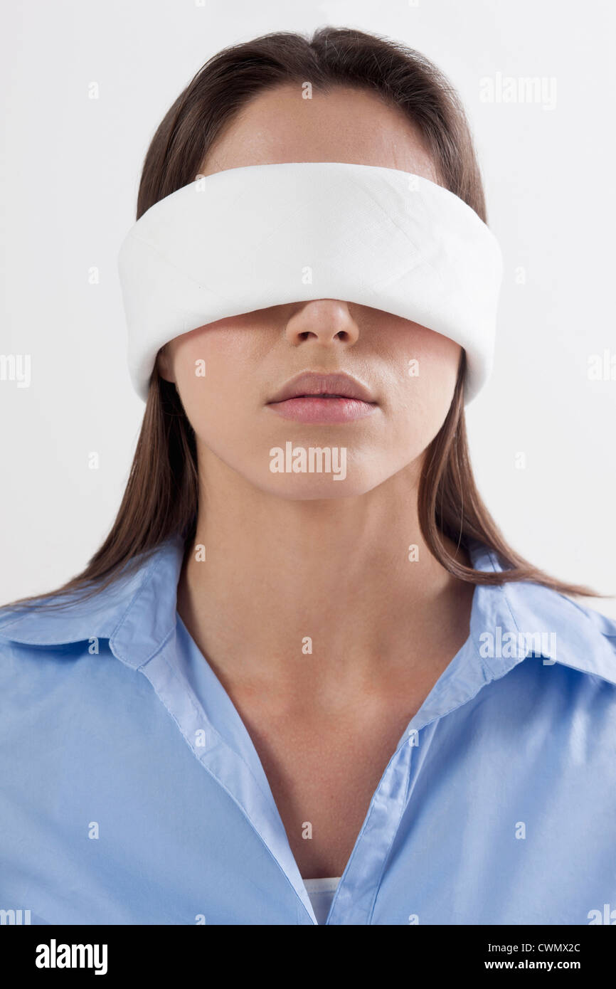 Woman in blindfold, Stock image