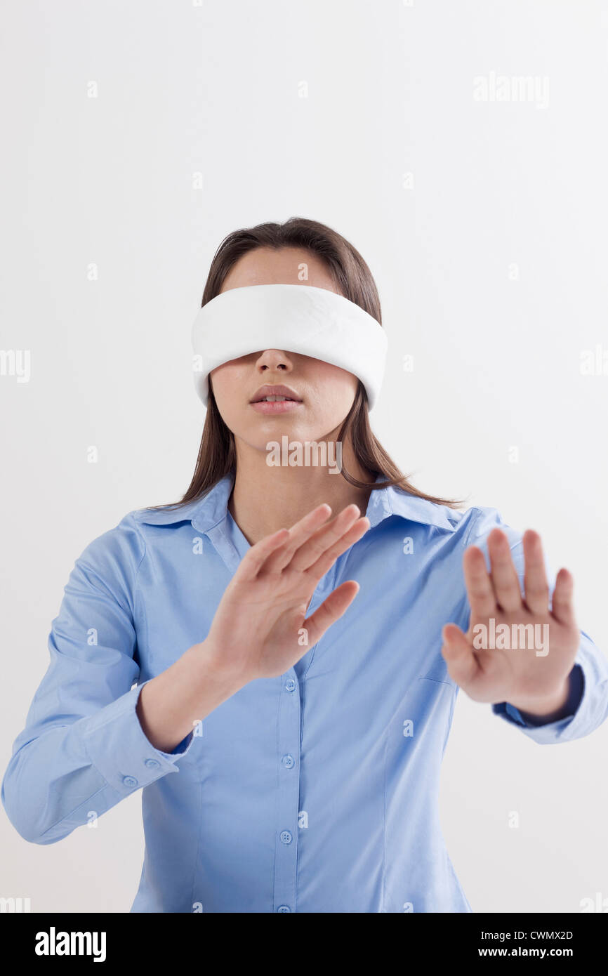 Woman blindfolded, Stock Photo, Picture And Rights Managed Image. Pic.  TIP-125JBE01273