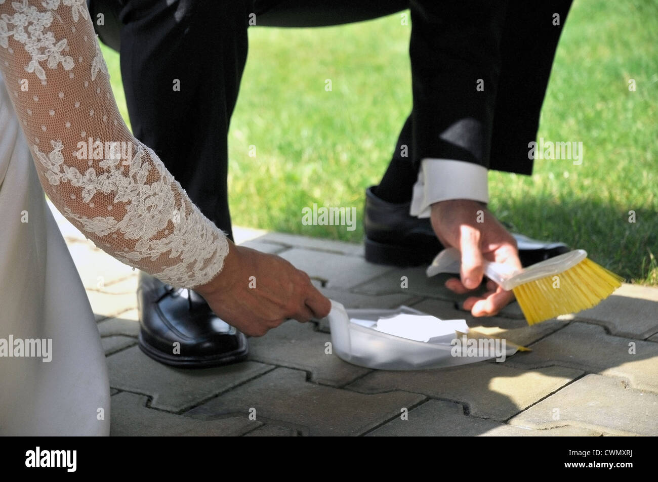 Wedding Tradition Sweeping Pieces of Broken Glass Stock Photo Alamy