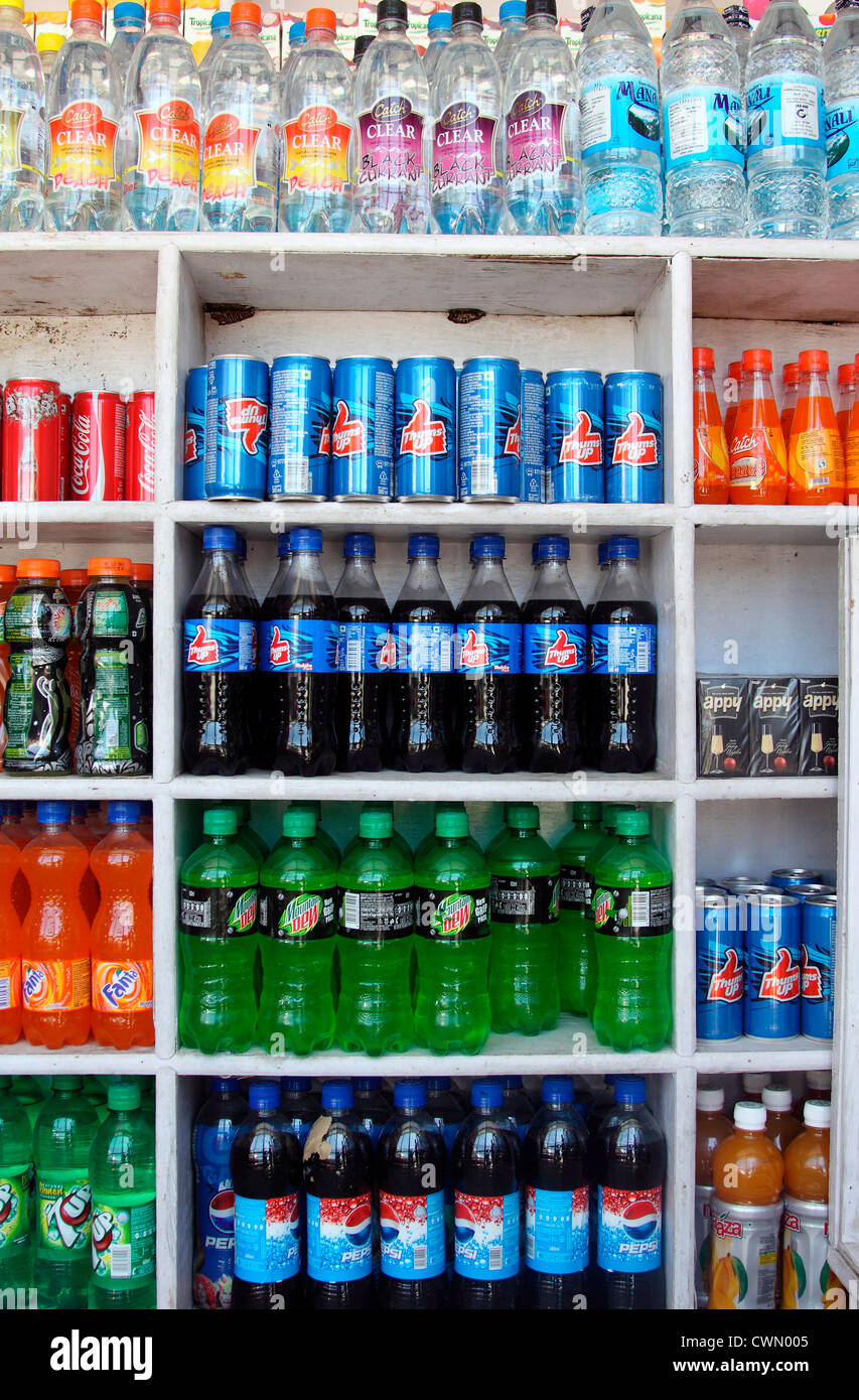 Drinks bottle in Showcase Stock Photo