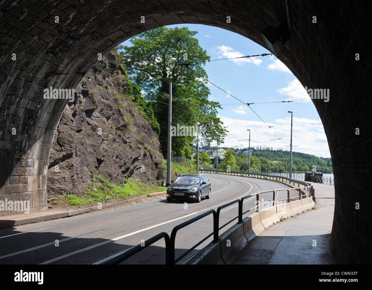 Vysehradsky tunel,  Rasinovo nabrezi, Praha, Vysehrad, Ceska republika Stock Photo