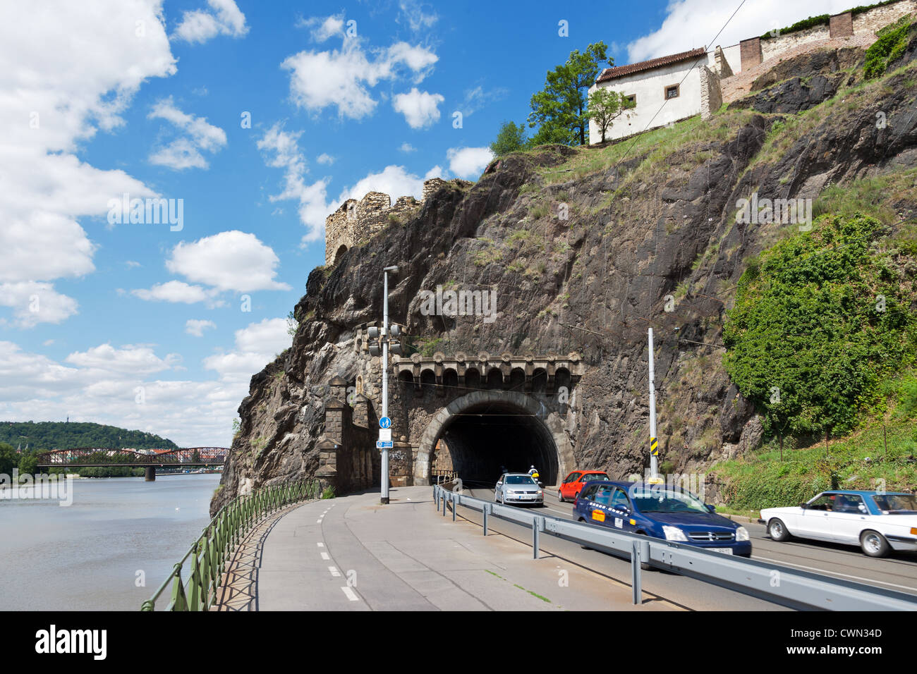 Vysehradsky tunel,  Podolske nabrezi, Praha, Vysehrad, Ceska republika Stock Photo