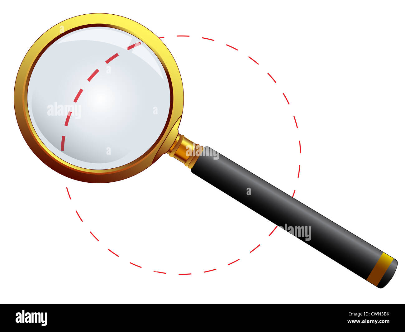 golden magnifying glass against white background, abstract vector art ...
