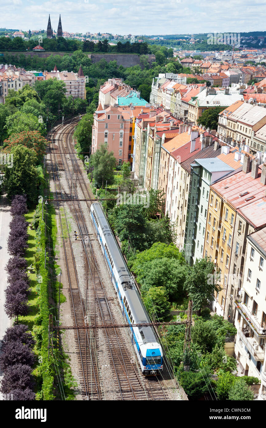 vlakova trat Hlavni nadrazi - Smichov, Nusle, Praha, Ceska republika Stock Photo