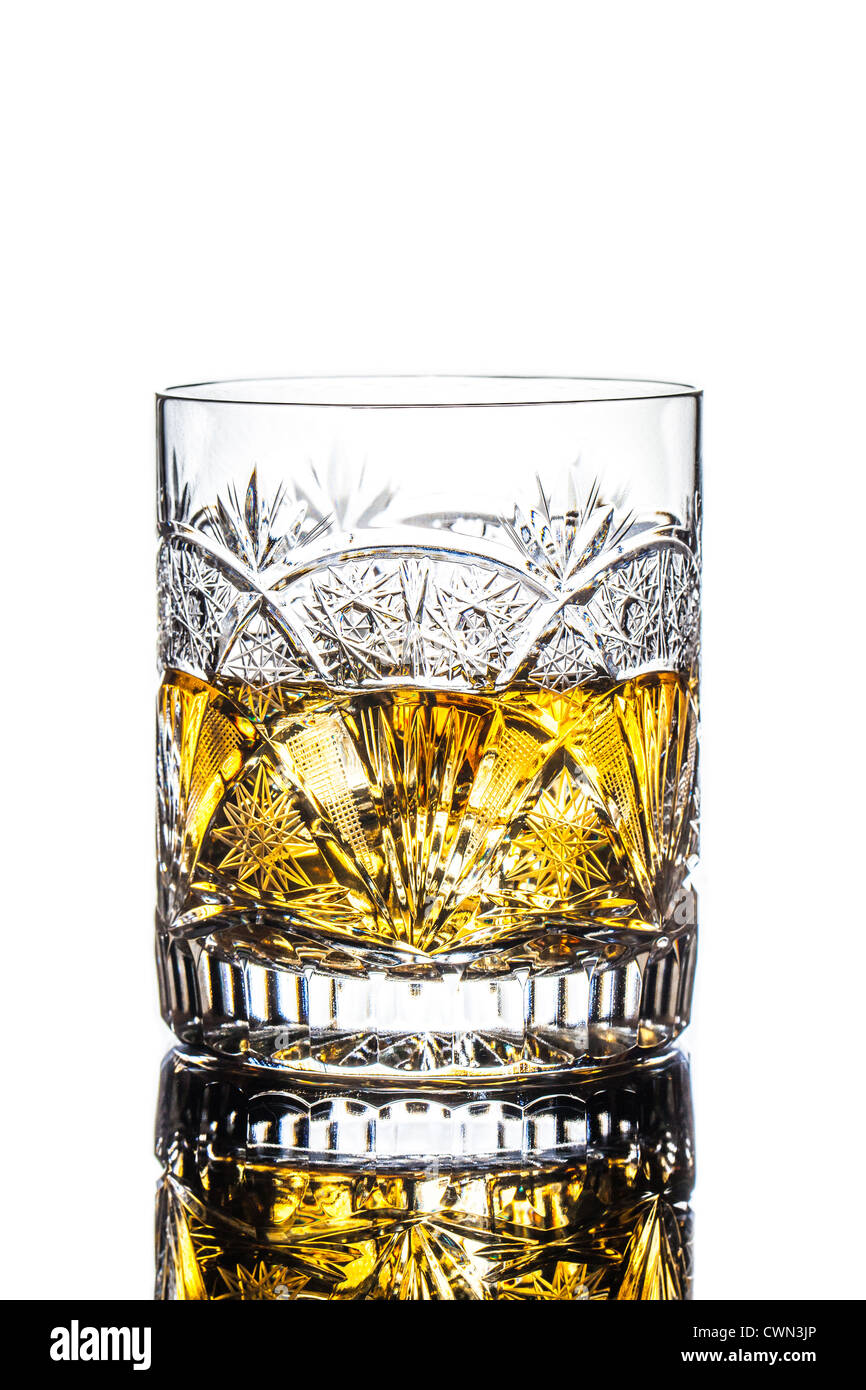A glass of whiskey on the rocks isolated on white background Stock ...