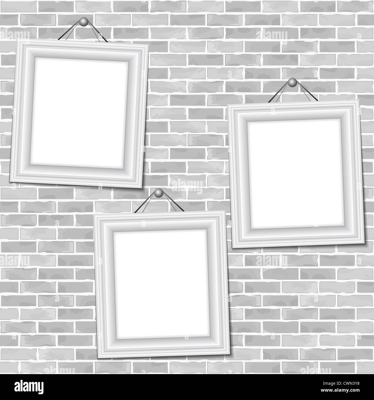 Frames on brick wall Stock Photo