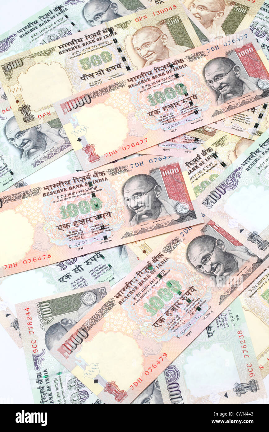 Indian Rupee notes background Stock Photo