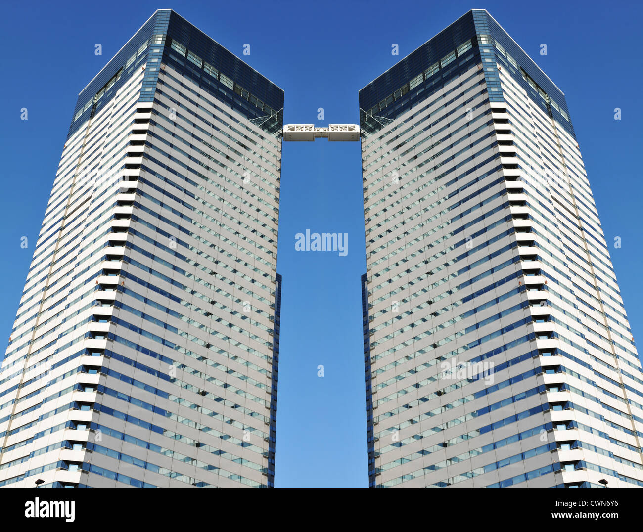 Twin towers corporate building in central Tokyo, Japan Stock Photo